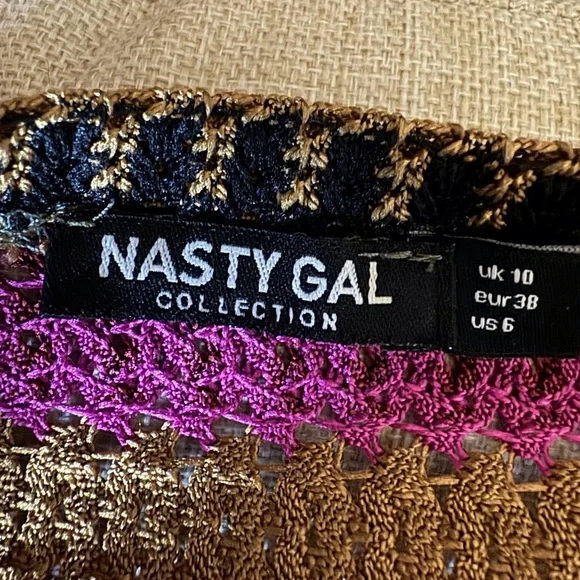 Nasty Gal striped Crochet maxi dress with short sleeves Size 10 - Picture 11 of 13